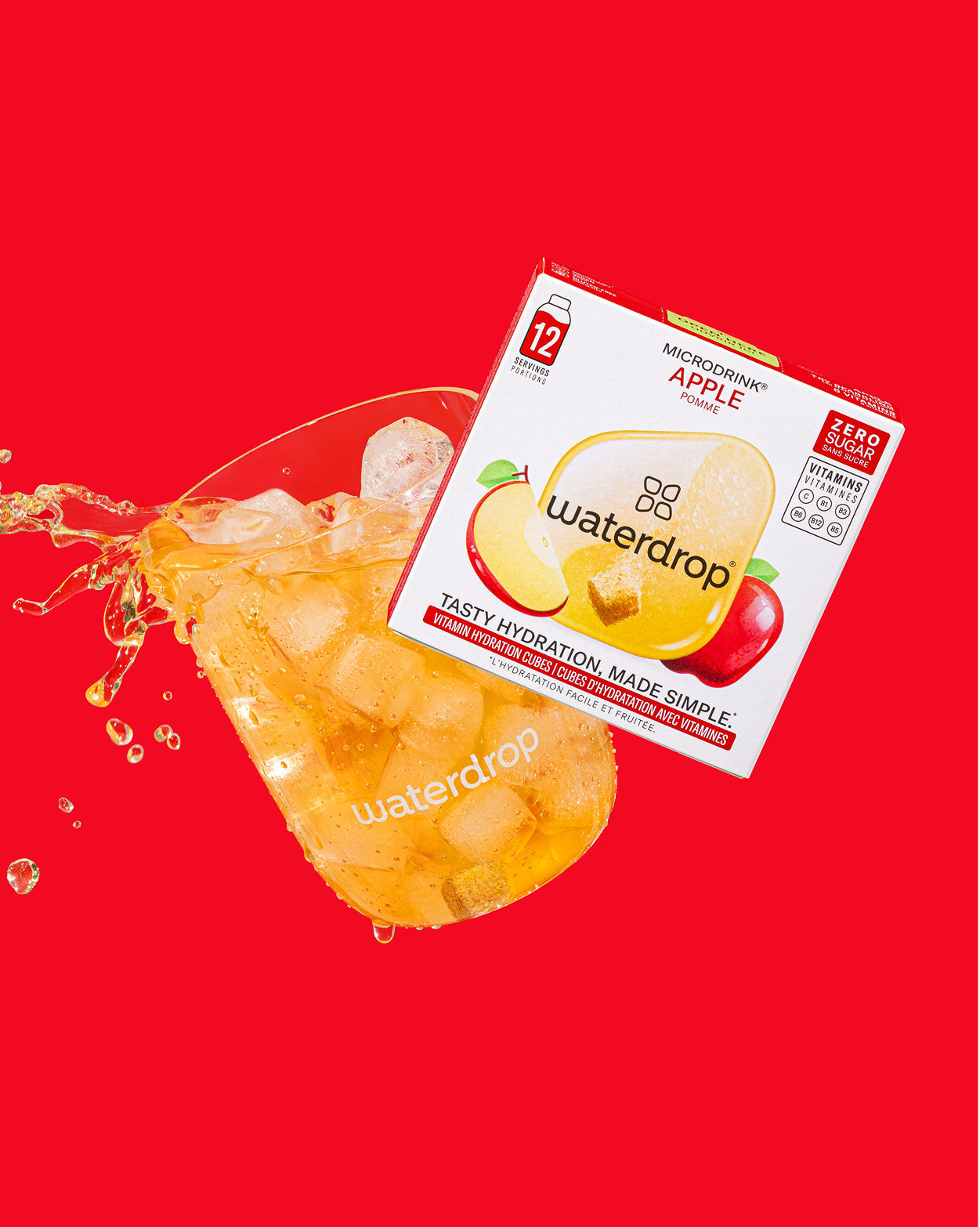 Apple Lemonade Explorer Set: Apple-flavored hydration cubes with glass.
